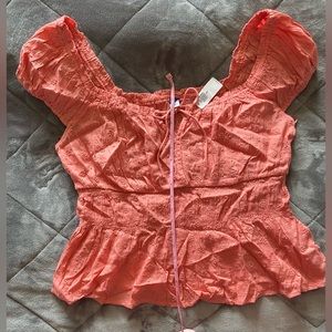 Old Navy cotton cinch front cap sleeve top pink size XL